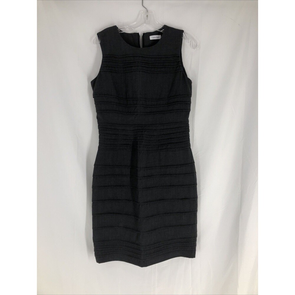 Calvin Klein Gray Sleeveless Dress Sheath Career Office Preppy Casual